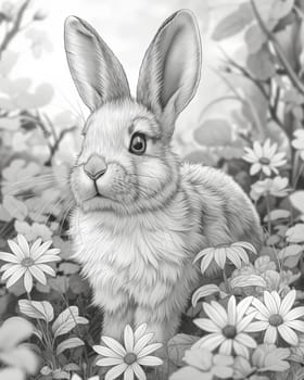 Coloring book for children, coloring animal, hare. Selective soft focus.