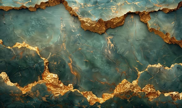 Green and Gold Marble Surface. Selective focus.