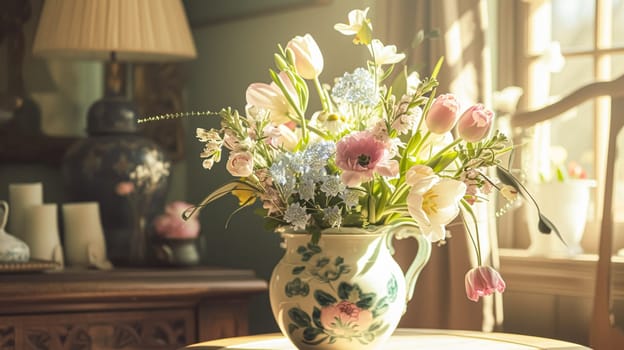 Beautiful bouquet of flowers in a vase. Floral arrangement