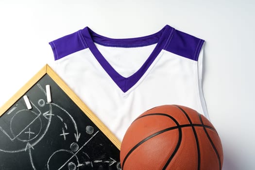 Basketball uniform on white background top view flat lay