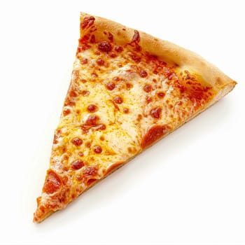 Pizza slice isolated on white background, online delivery from pizzeria, take away and fast food concept