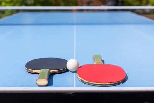 table tennis ball and paddle. High quality photo