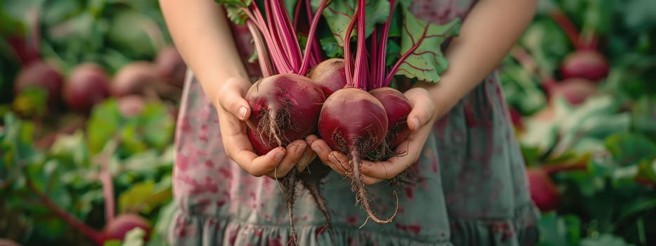 Harvest in the hands of a woman in the garden. Selective focus. nature.