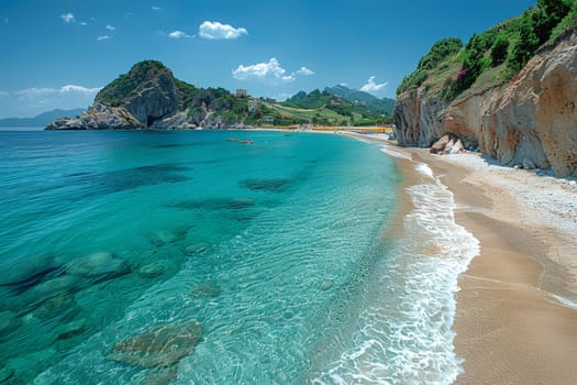 Naples, Ischia, Italy - locality of Barano di Ischia, panorama of the blue sea in summer.