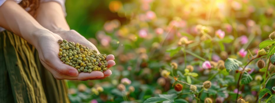 Harvest in the hands of a woman in the garden. Selective focus. nature.