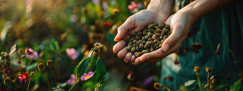 Harvest in the hands of a woman in the garden. Selective focus. nature.