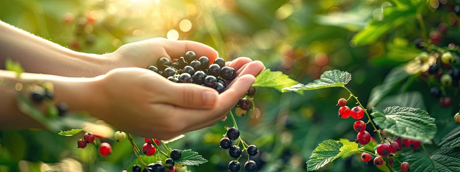 Harvest in the hands of a woman in the garden. Selective focus. nature.