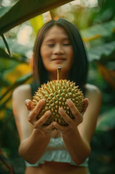 Harvest in the hands of a woman in the garden. Selective focus. nature.