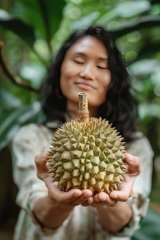 Harvest in the hands of a woman in the garden. Selective focus. nature.