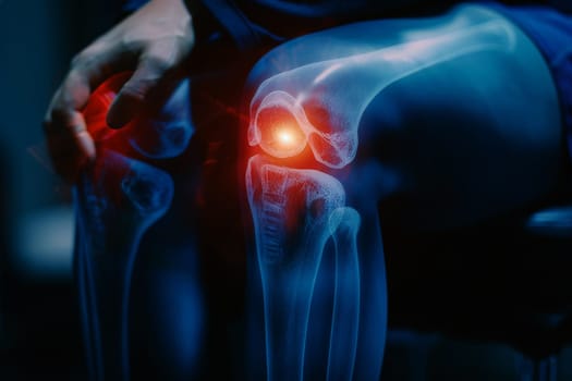 Chronic knee pain due to an inflamed knee joint prosthesis Ai generative.