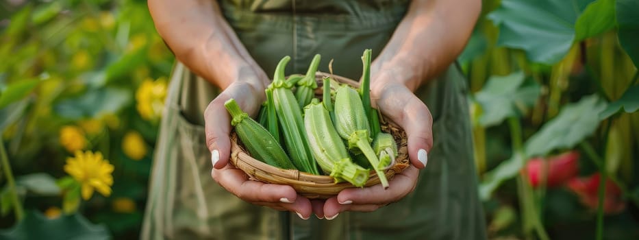 Harvest in the hands of a woman in the garden. Selective focus. nature.