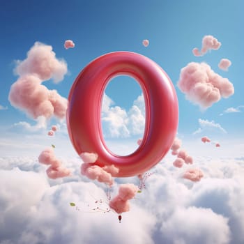 Graphic alphabet letters: Alphabet letter O floating in the sky. 3D Rendering