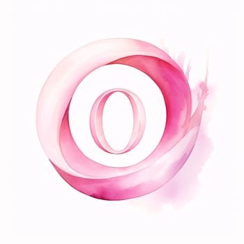 Graphic alphabet letters: Watercolor letter O on white background. Vector illustration for your design