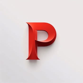 Graphic alphabet letters: Red letter P cut out of paper on white background. Vector illustration.