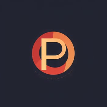 Graphic alphabet letters: Orange letter P logo with circle shape on dark background. Vector illustration.