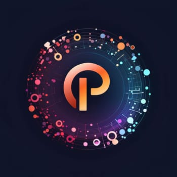 Graphic alphabet letters: Initial Letter P Logo With Circular Technology Style. Abstract Technology Background