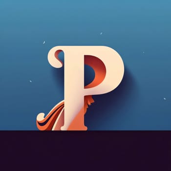 Graphic alphabet letters: Letters P and P in 3d style with shadow on blue background