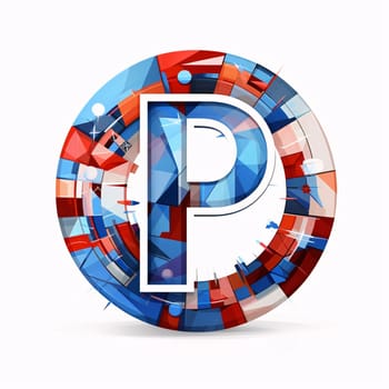 Graphic alphabet letters: Abstract letter p in the form of a circle. Vector illustration.
