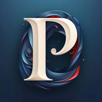 Graphic alphabet letters: Vector illustration of stylized letter P in blue and red colors.