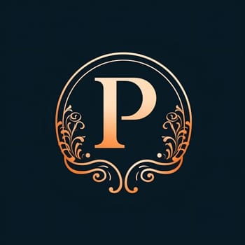 Graphic alphabet letters: Luxury monogram design. Elegant line art logo design with letter P in circle frame.