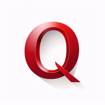 Graphic alphabet letters: Vector red letter Q with a red ribbon on a white background.