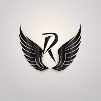 Graphic alphabet letters: Letter R logo with black wings. Design template elements for your application or corporate identity.
