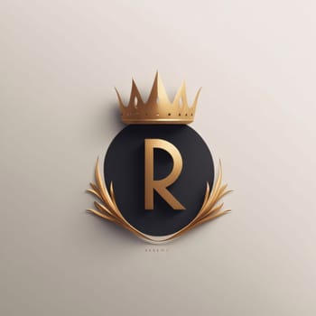 Graphic alphabet letters: Initial Letter R Logo with crown and laurel wreath. Elegant luxury logo template for corporate identity.