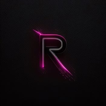 Graphic alphabet letters: Neon alphabet letter R. Glowing font. 3d rendering