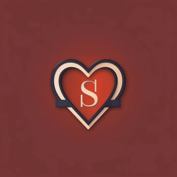 Graphic alphabet letters: Heart and letter S, Valentines day background. Vector illustration.