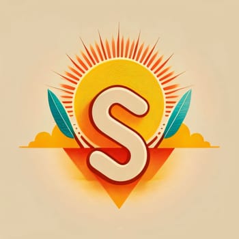 Graphic alphabet letters: Letter S logo with sun and leaves. Design template elements for your application or corporate identity.