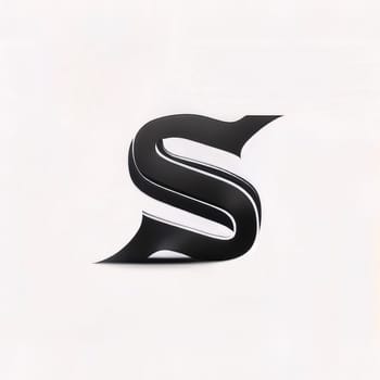 Graphic alphabet letters: Black letter S on a white background. 3d rendering, 3d illustration.