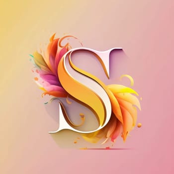 Graphic alphabet letters: Vector illustration of stylized letter S with colorful watercolor splash.