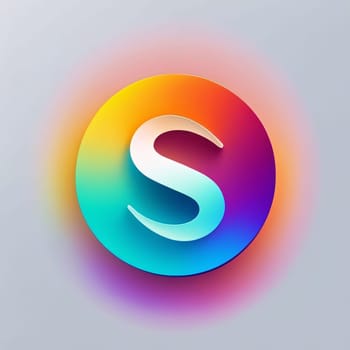 Graphic alphabet letters: Letter S logo on rainbow circle background. 3D rendering illustration.