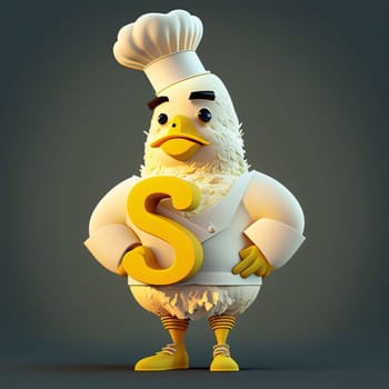 Graphic alphabet letters: Chef with dollar sign as a symbol of success, 3d illustration