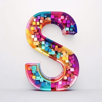 Graphic alphabet letters: Colorful 3d letter S uppercase. Vector illustration.