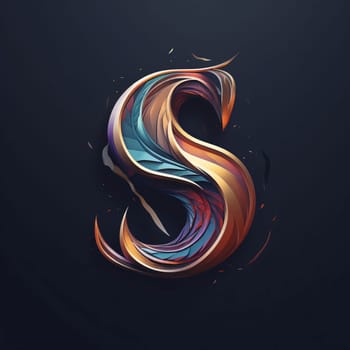 Graphic alphabet letters: Vector illustration of stylized letter S in blue and orange colors.