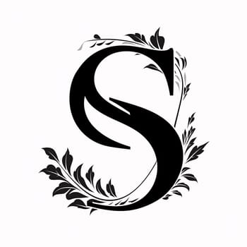 Graphic alphabet letters: Letter S in the Gothic style with a laurel wreath.