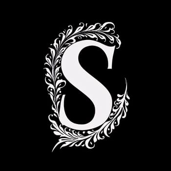 Graphic alphabet letters: Letter S in the style of the Baroque. Monogram design.