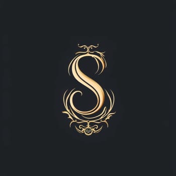 Graphic alphabet letters: Gold letter S. Luxury monogram. Calligraphic emblem for book design, brand name, business card, Restaurant, Boutique, Hotel.