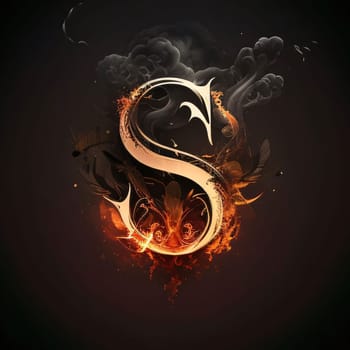 Graphic alphabet letters: Illustration of a letter S in the form of burning fire.