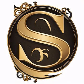 Graphic alphabet letters: Vintage monogram in the style of Baroque. Letter S