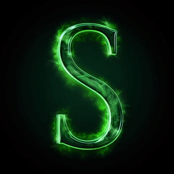 Graphic alphabet letters: Vector illustration of the letter S in neon style on a black background