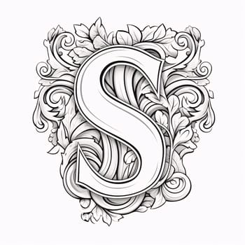 Graphic alphabet letters: The letter S in the style of Baroque. Vector illustration