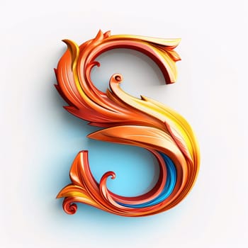 Graphic alphabet letters: 3D letter S in the form of a stylized snake.