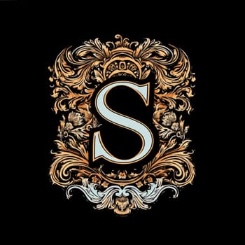 Graphic alphabet letters: Luxury vintage capital letter S. The letter is surrounded by ornate elements.