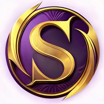 Graphic alphabet letters: Symbol of the letter S on a purple background. 3d rendering