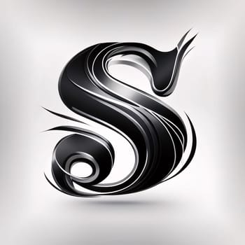 Graphic alphabet letters: Black and white letter S logo design template elements. 3D render.