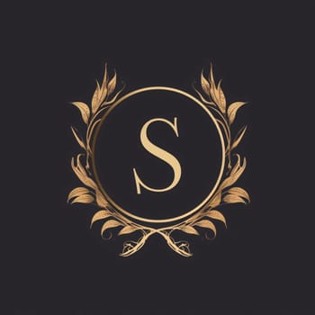 Graphic alphabet letters: Initial Letter S Luxury Boutique logo template. Calligraphic elegant logo design with golden color