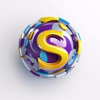Graphic alphabet letters: 3d rendering of dollar sign in abstract sphere on white background.