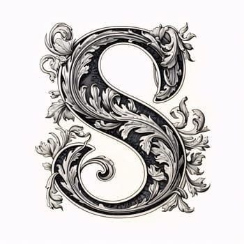 Graphic alphabet letters: Luxury capital letter S in the style of Baroque.